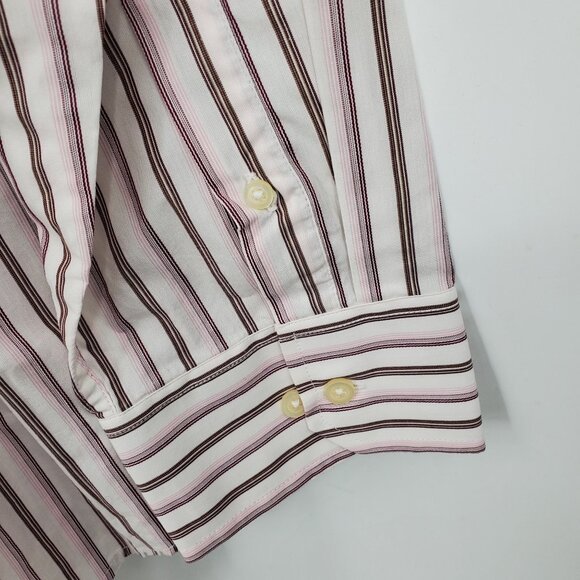 NWT Banana Republic Purple and Pink Striped Collared Dress Shirt Size XL - Picture 6 of 10